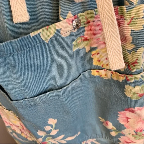 Ralph Lauren VTG 90s Blue Label Floral Denim 90s Apron Wrap Dress - Picture 7 of 13
